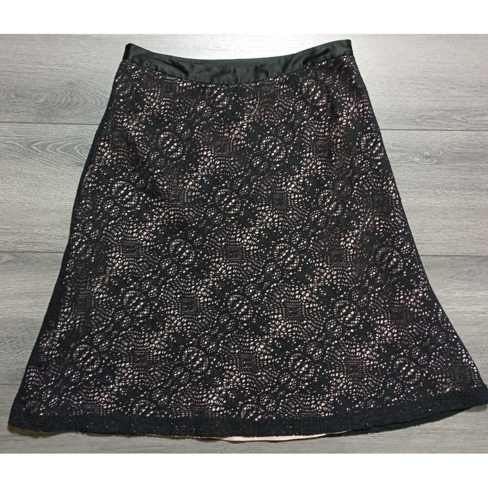 INC International Concepts Skirt Adult Size 8 Black Pink Lace A-Line Womens